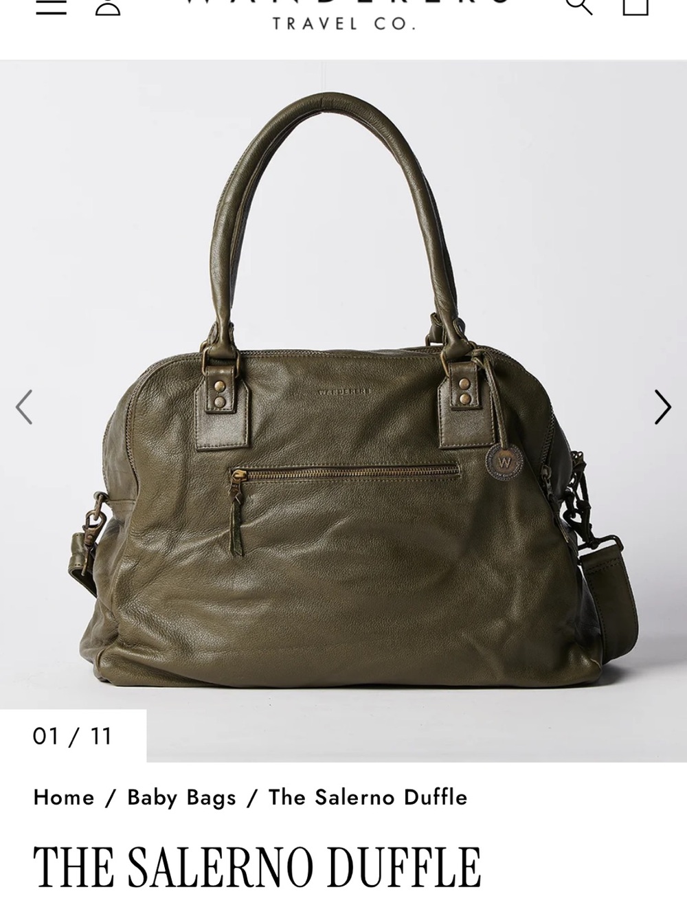 Wander Olive Green Leather Duffel Bag